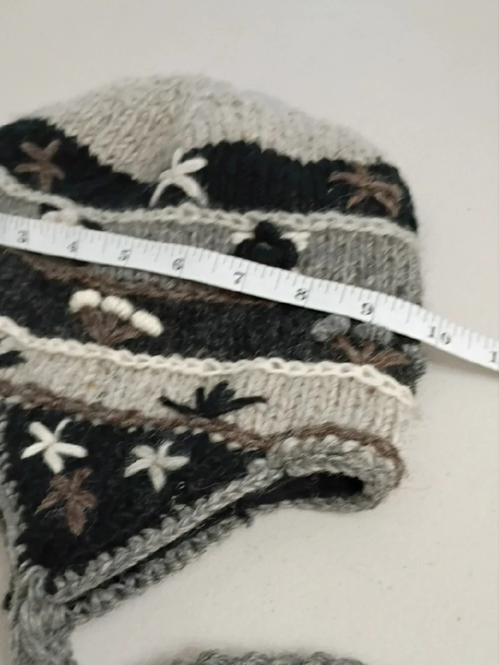Kids Knit Earflap Hat in Gray & Black - Handcrafted Style